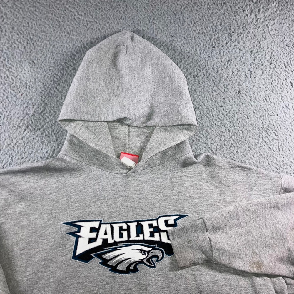 Vintage Y2K NFL Philadelphia Eagles Hoodie Mens 3XL Grey Embroidered Pullover